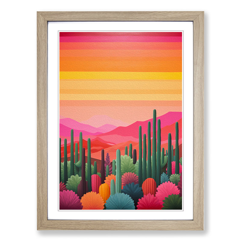 Cactus Colour Field Art - Framed Print, Oak Framed, 34cm H x 25cm W x 2cm D
