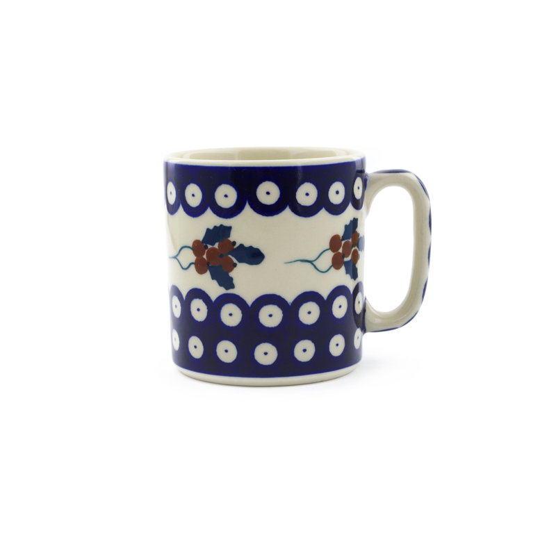 Handmade Stoneware Coffee Mug, 1, Yellow Holly Berries