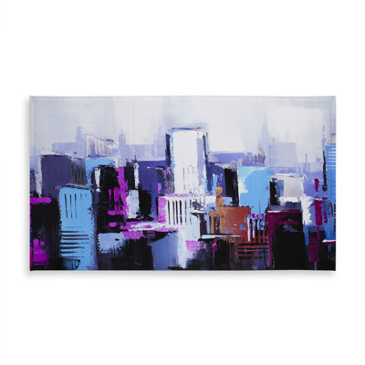 Abstract Blue & Purple City Tablecloth - Indoor/Outdoor Decor