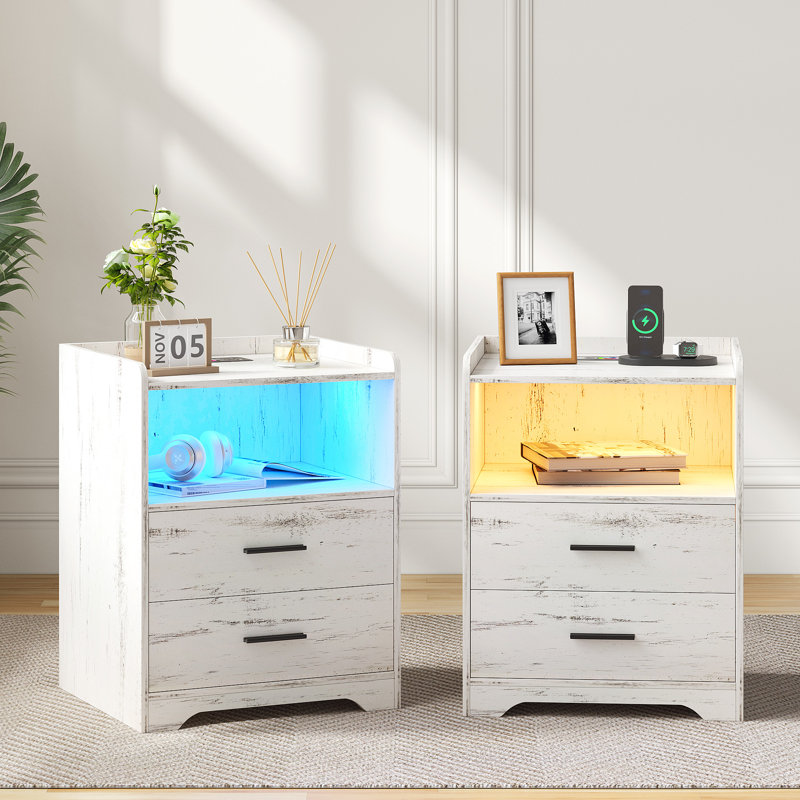 2 Drawer Bedside Table, White