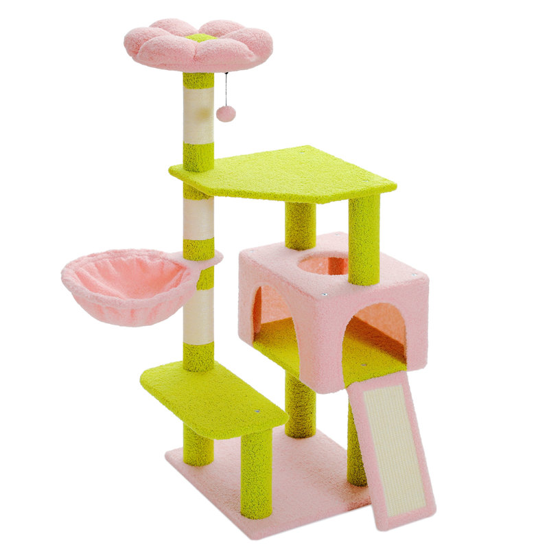 Erlene 47.3'' H Cat Tree, Green/Pink