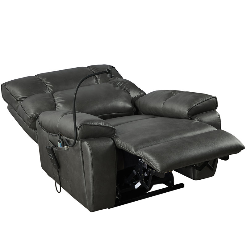 Fauteuil de massage inclinable électrique Ermalene, Similicuir gris foncé