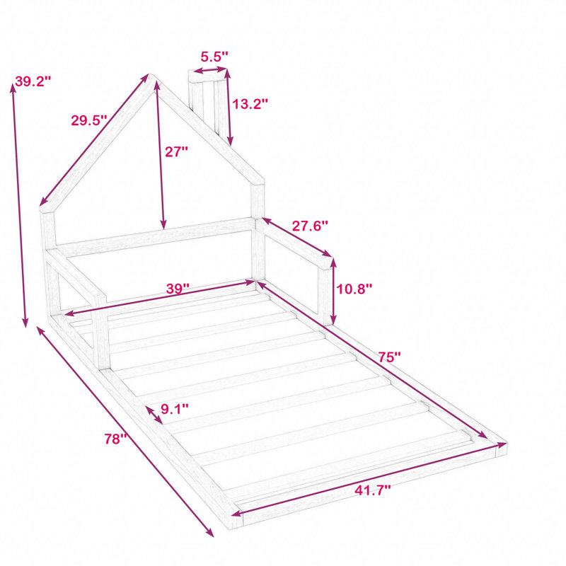 Inglesbatch Platform Bed, White, Twin
