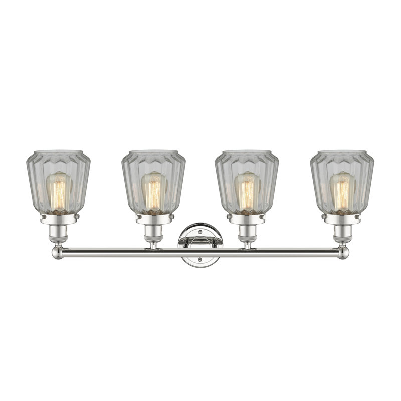 Éclairage de salle de bain à intensité variable à 4 lumières Aretzy, Transparent, Nickel poli