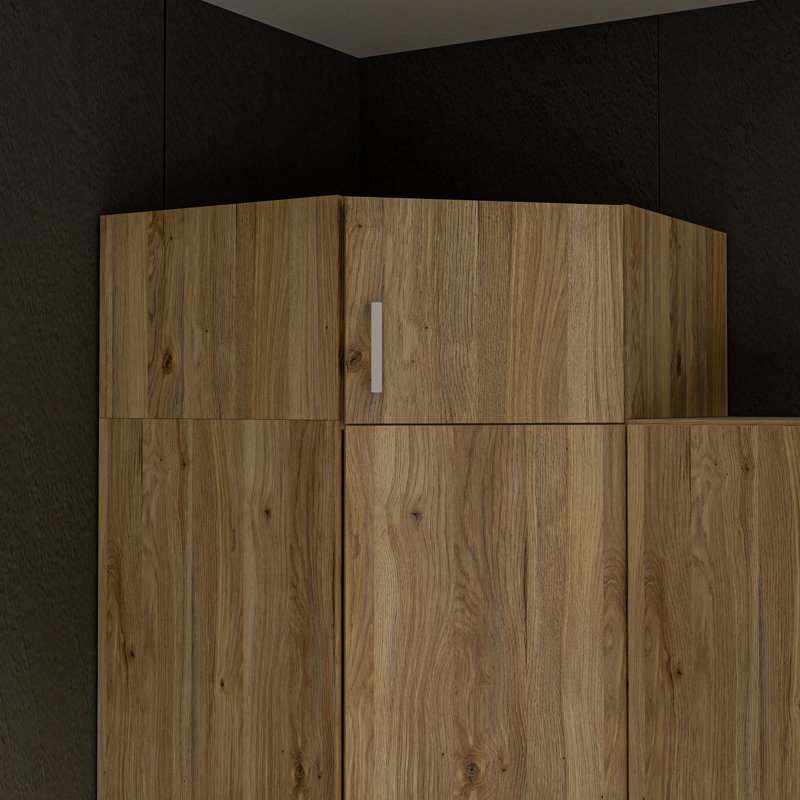 Extension for Corner Wardrobe with 1 Door, Engineered Wood,  89.5cm W x 38.1cm H x 89.4cm D, Mauvella oak