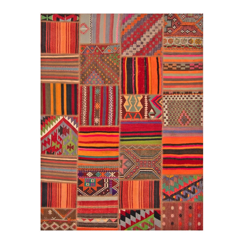 Tapis orange lavable à la machine, Rectangle 5 pi 1 po x 7 pi 7 po