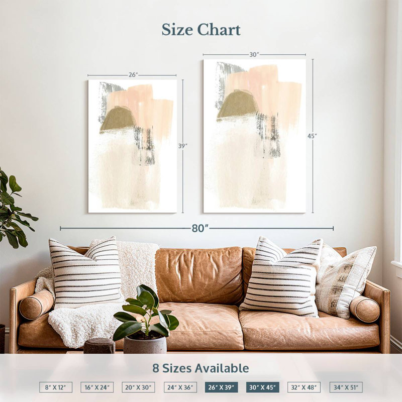 Avery Blush abstrait V, H 39 po x l 26 po