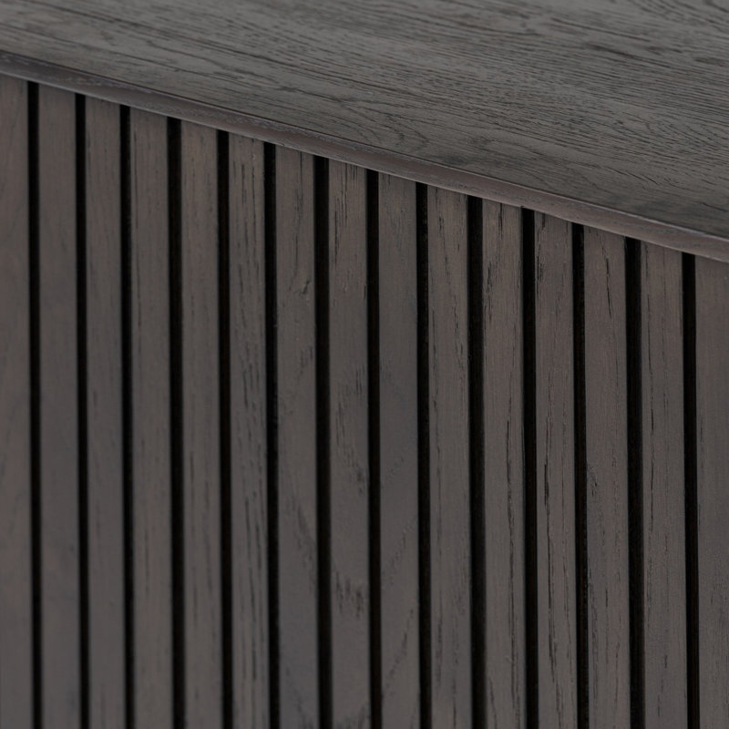 Leo 82'' W Solid Wood Sideboard, Smoked Black