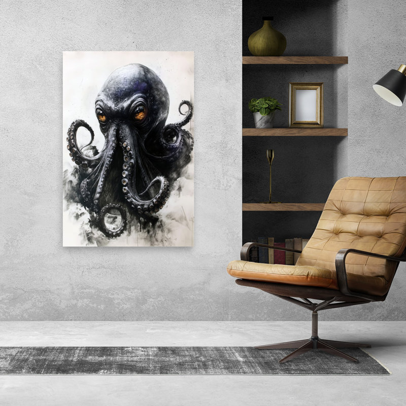«Dark Kraken Eyes», art mural contemporain, 48" H x 32" W