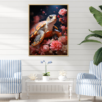 Tortue romantique sur toile