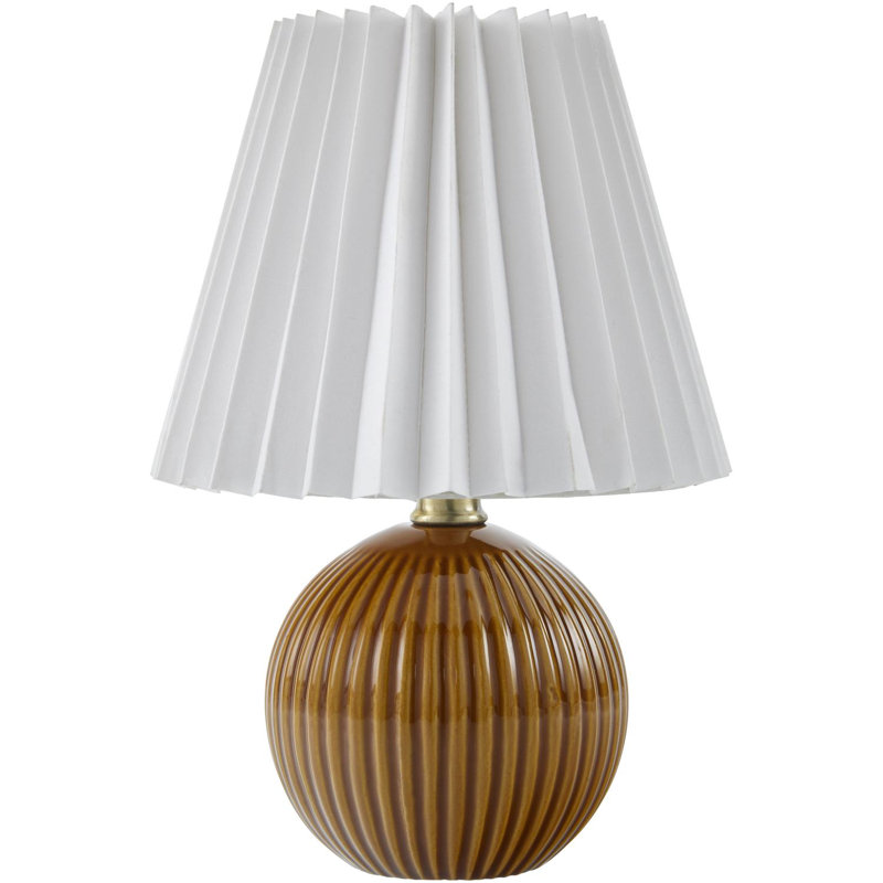 brown and white small table accent lamp