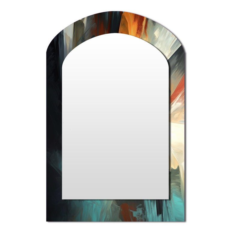 Miroir mural orange et bleu, 43 po x 33 po