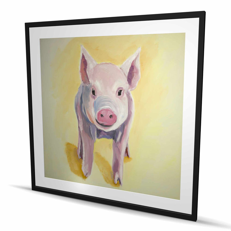 Cochon solitaire - reproduction encadrée mat pour décor de ferme de chambre à coucher, H 48 po x l 48 po