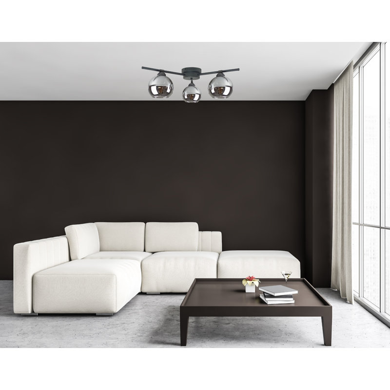 Bozon 3-light Flush Mount, Black