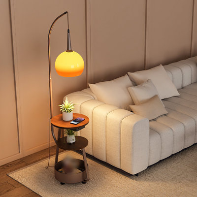 63 Inches Traditional Glass Shade Floor Lamp