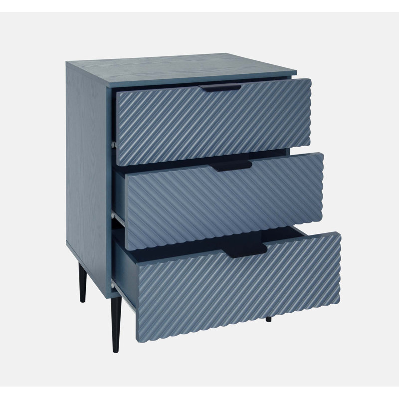 Commode 3 tiroirs Kirstina, Bleu