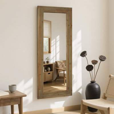 Rustic Rectangle Wood Mirror for Bathroom Farmhouse