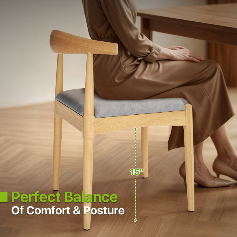 Ensemble de chaises de salle à manger 2 pièces Mid-Century Modern, Bois jaune clair