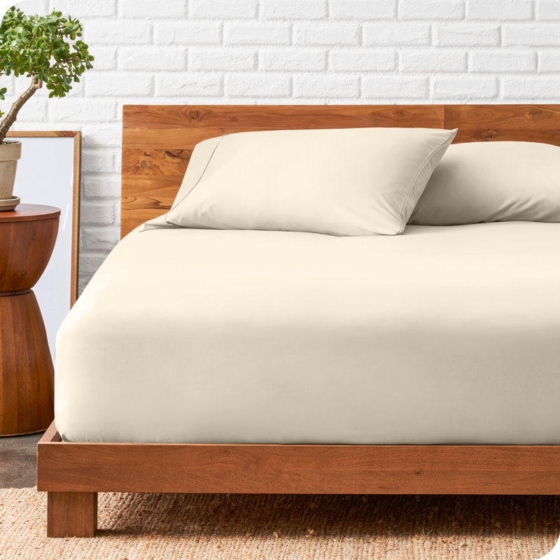Ensemble de drap-housse en microfibre avec taie d'oreiller   , Sable, Drap-housse pour lit simple très long avec 1 taie