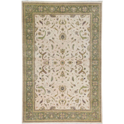 Hand-Knotted High-Quality Beige and Gold Area Rug