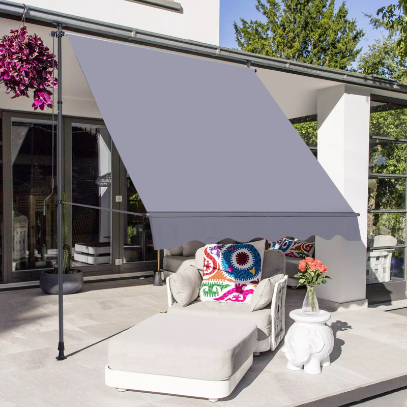 Pare-soleil de fenêtre de porte de patio - Auvent de 118 po avec résistance et support de fixation