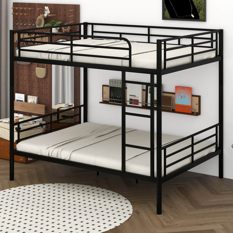 Lit superposé double sur double pour adultes, structure de lit superposé moderne avec échelle et garde-corps pour la maison, le dortoir et la chambre d'amis