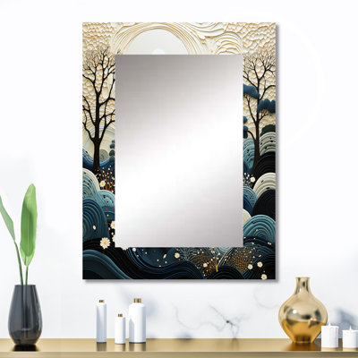 «Japon Art Blue Serene Zen Minamlism Landscape IV», art décoratif en miroir, miroir mural