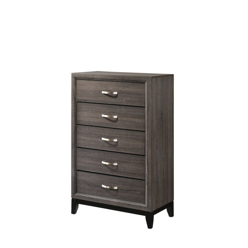 Commode haute 5 tiroirs 1pc, Gris