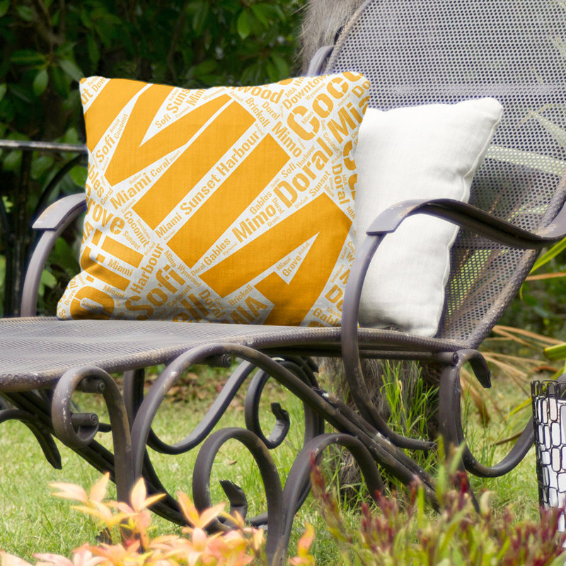 Coussin intérieur / extérieur Miami, Orange, H 16 po x l 16 po, Non