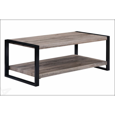 Table basse contemporaine avec tablette de rangement, finition brun rustique, parfaite pour les salons modernes et élégants