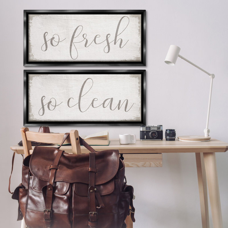 «Rustic White So Fresh So Clean», ensemble de 2 toiles flottantes encadrées par Daphne Polselli WRP-1205, H 11 po x l 25 po
