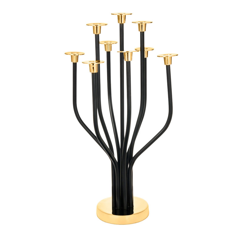 Radiant Tree Stainless Steel Tabletop Candelabra, 60" H x 22.5" W x 22.5" D, Black/Gold