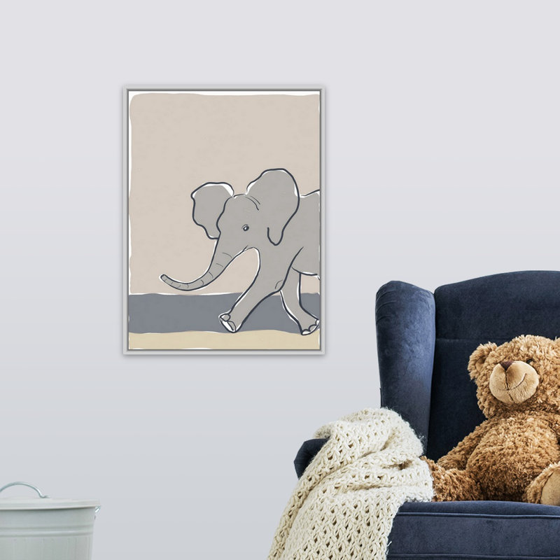 «Paradis Pastel Zoo III», reproduction sur toile, H 24 po x l 18 po x P 1,75 po, Cadre flottant blanc