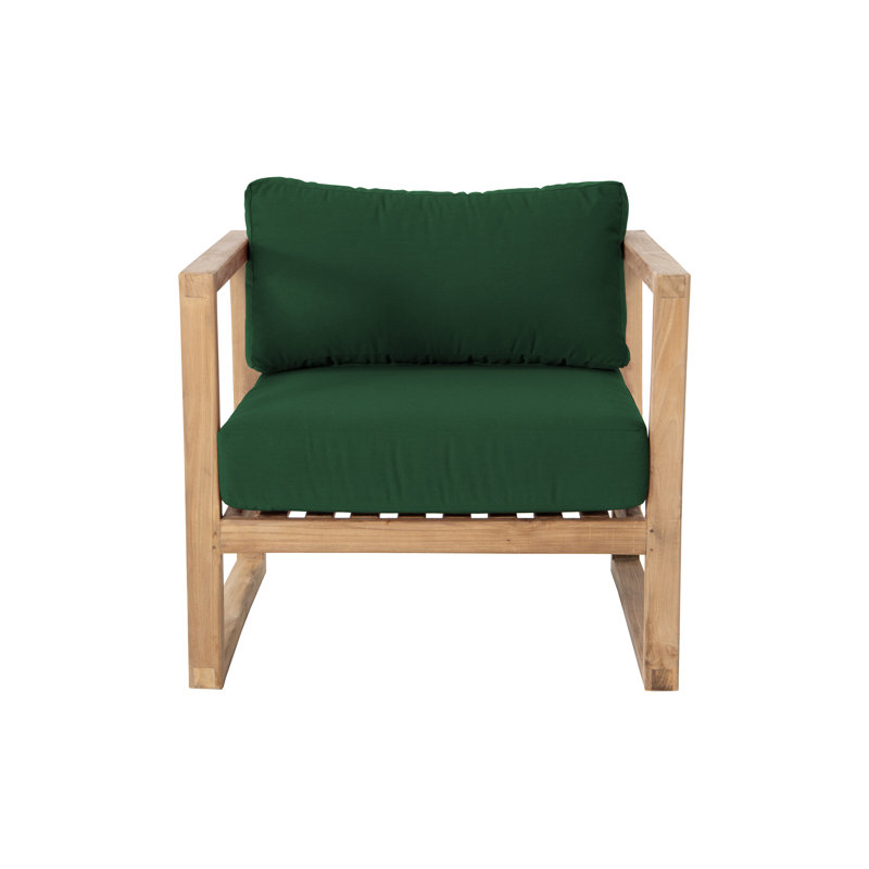 Ensemble de conversation en teck avec coussins Sunbrella, Vert forêt