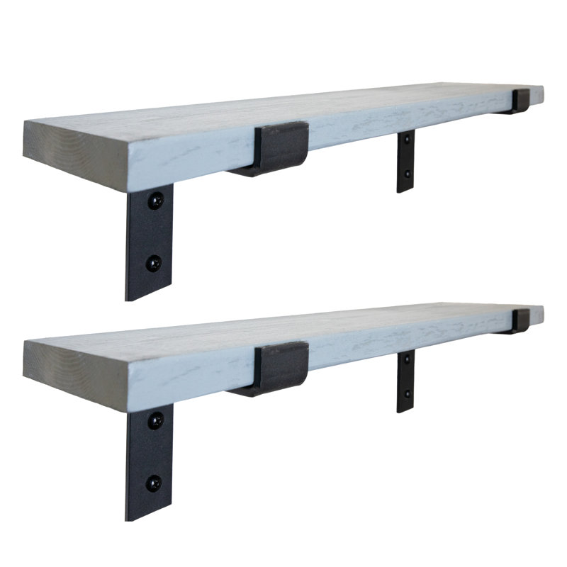 Emerald Lee 2 Piece Poplar Bracket Shelf, Gray, 1" H x 17" W x 8" D