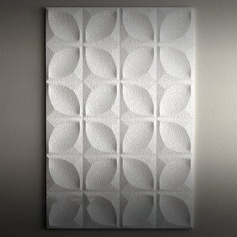 Art mural géométrique blanc texturé 3D en grès, feuille abstraite sans cadre, art mural prêt-à-accrocher en plusieurs tailles