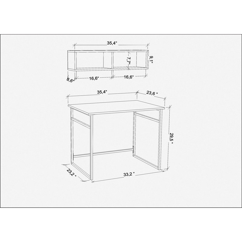 Hussum Metal Base Writing Desk, White/Gold