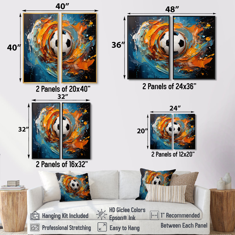 Ballon de soccer Kaléidoscope I - art mural moderne, H 20 po x l 24 po, Impression encadrée flottante, Brun