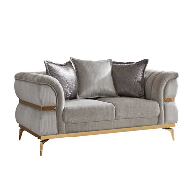 Aveline Luxe Loveseat with Sculpted Comfort & Gold Base
