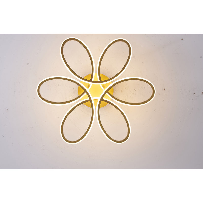 Plafonnier encastré 6 lumières DEL en laiton à intensité variable avec diffuseurs en acrylique blanc