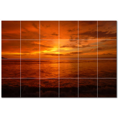 Sunset Photo 8'' x 8'' Satin Ceramic Decorative Mural