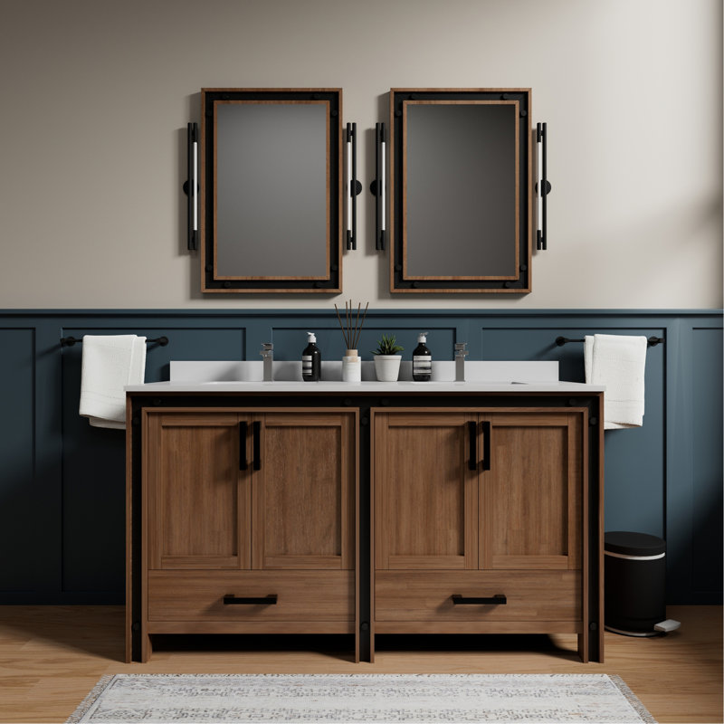 Meuble-lavabo double (armoire seulement), Bois de grange