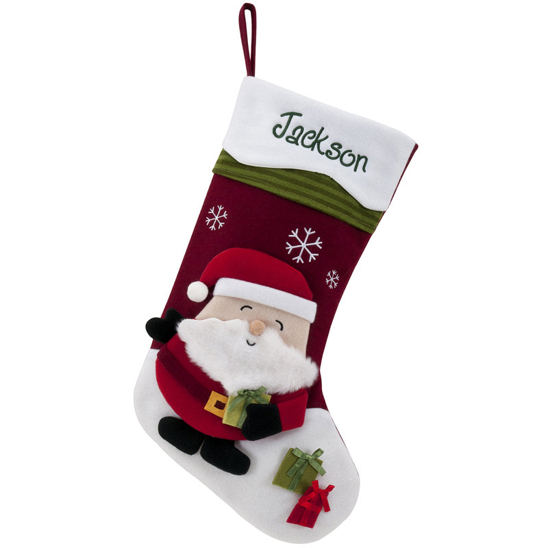 Bonnet de neige père Noël avec bas de Noël personnalisé