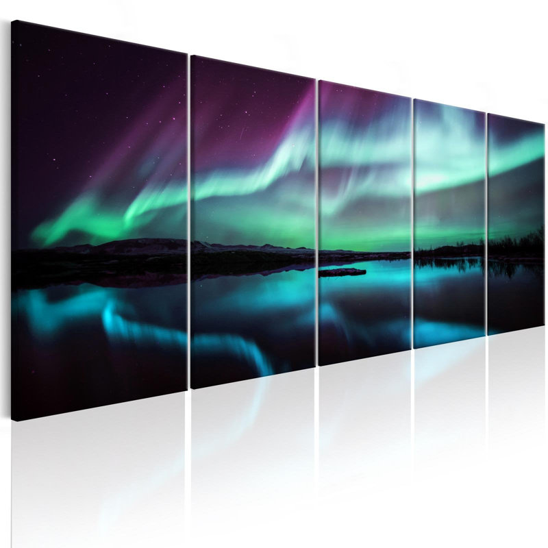Northern Lights sur toile, reproduction de 5 pièces