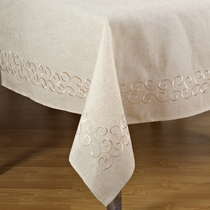 Adelline Scroll Design Tablecloth, 140" L x 67" W