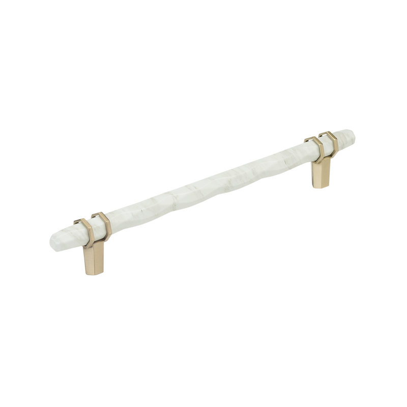 Poignée barre Carrione, Blanc marbre / champagne doré, 8"