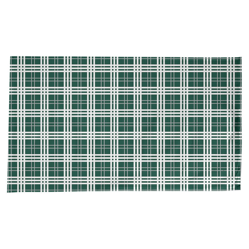 Nappe en mélange de coton à carreaux, Vert forêt / gris / blanc