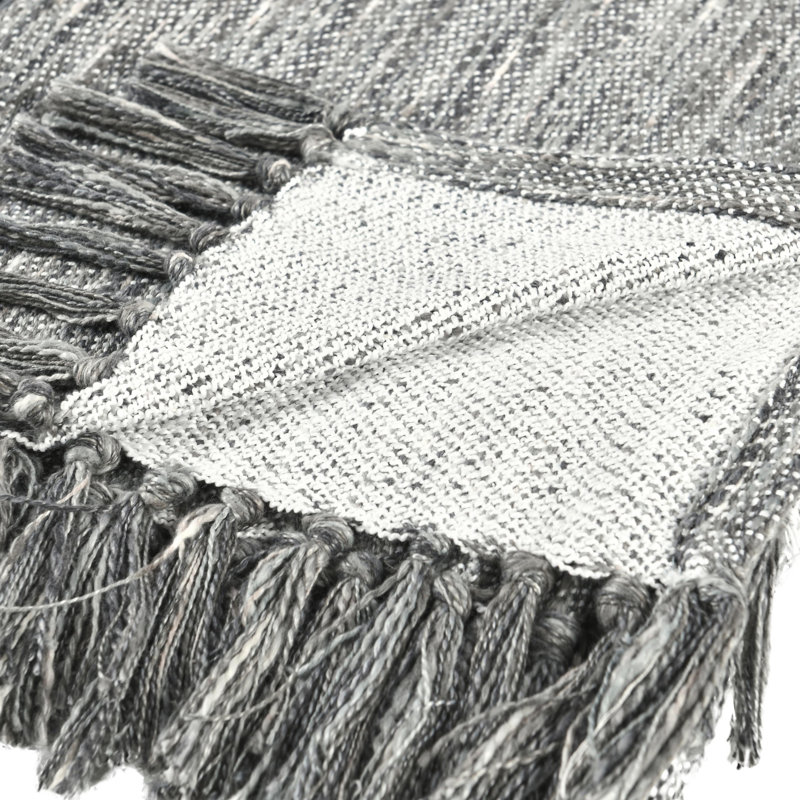 Sharma Cotton Hand Woven Throw Blanket, Gray