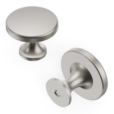 Forge Collection Round Knob - 1-3/8 " Diameter Cabinet Knob Satin Nickel - Farmhouse Hardware for Drawers & Cabinets (Set of 10)