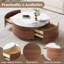 Table basse moderne avec dessus en pierre frittée avec roulettes et 2 tiroirs, 29,5-822091546